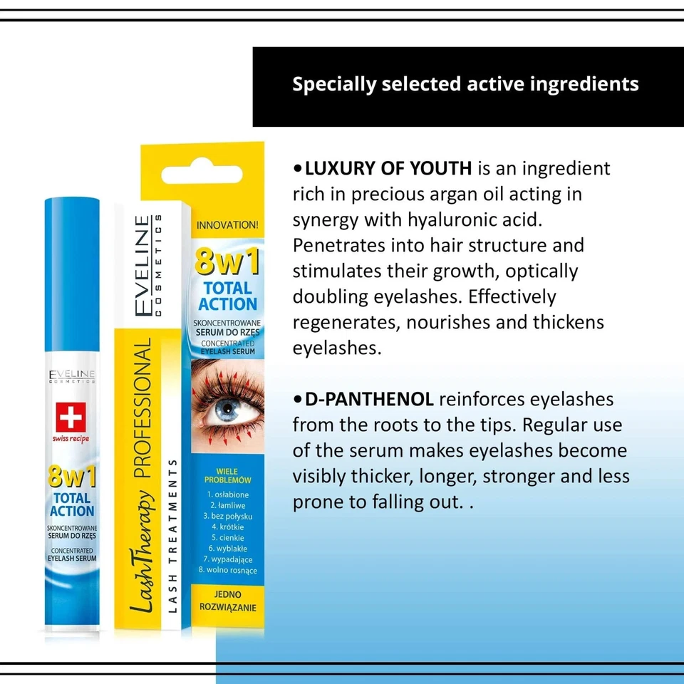 Eveline Cosmetics Lash Therapy 8in1 Serum – Growth, Repair & Mascara Primer - Image 3 of 4