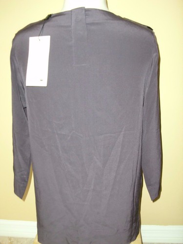 NWT$144.00"LACOSTE"Dark Purple100%Silk Embroiled Crocodile Logo Blouse size S/38 - Picture 10 of 12
