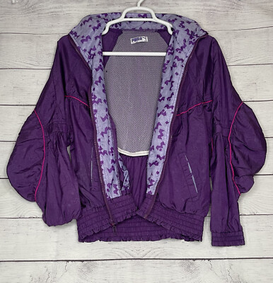 Puma Women's Size Medium Purple Full Zip Track Windbreaker Jacket Vented