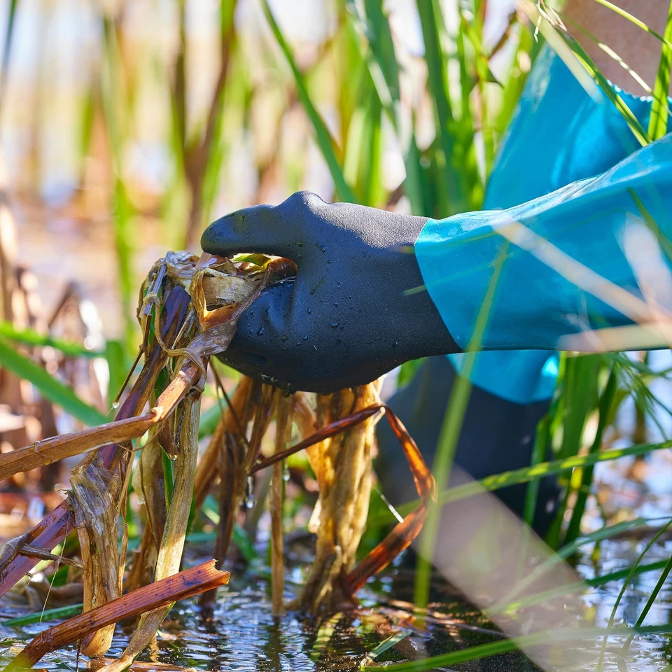 Grip Tech Plus 1 paire de gants longs en caoutchouc nitrile PVC et tricot de ... - Photo 2/4