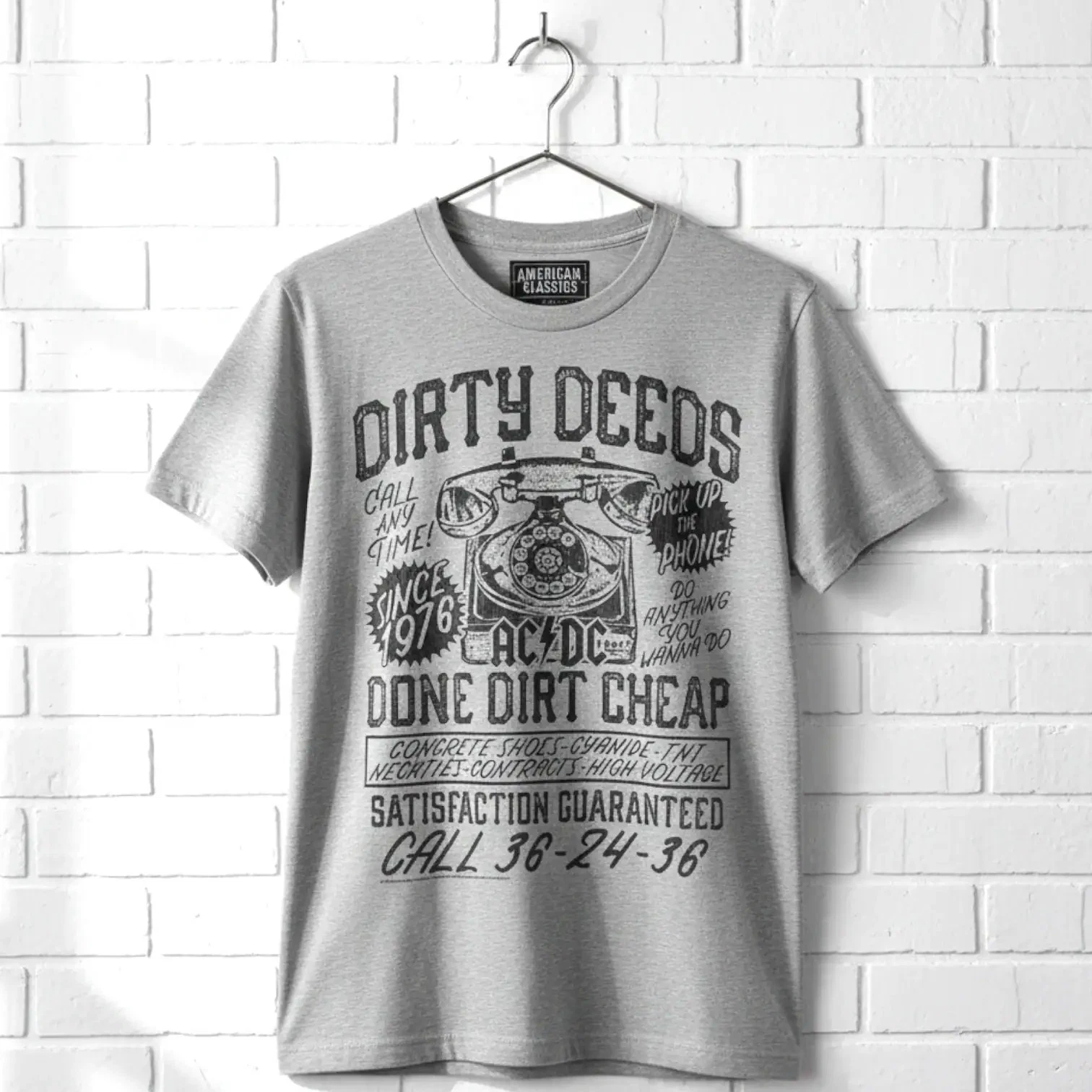 ACDC Dirty Deeds Done Dirt Cheap Men's T Shirt Metal Rock Band Album Tour Merch