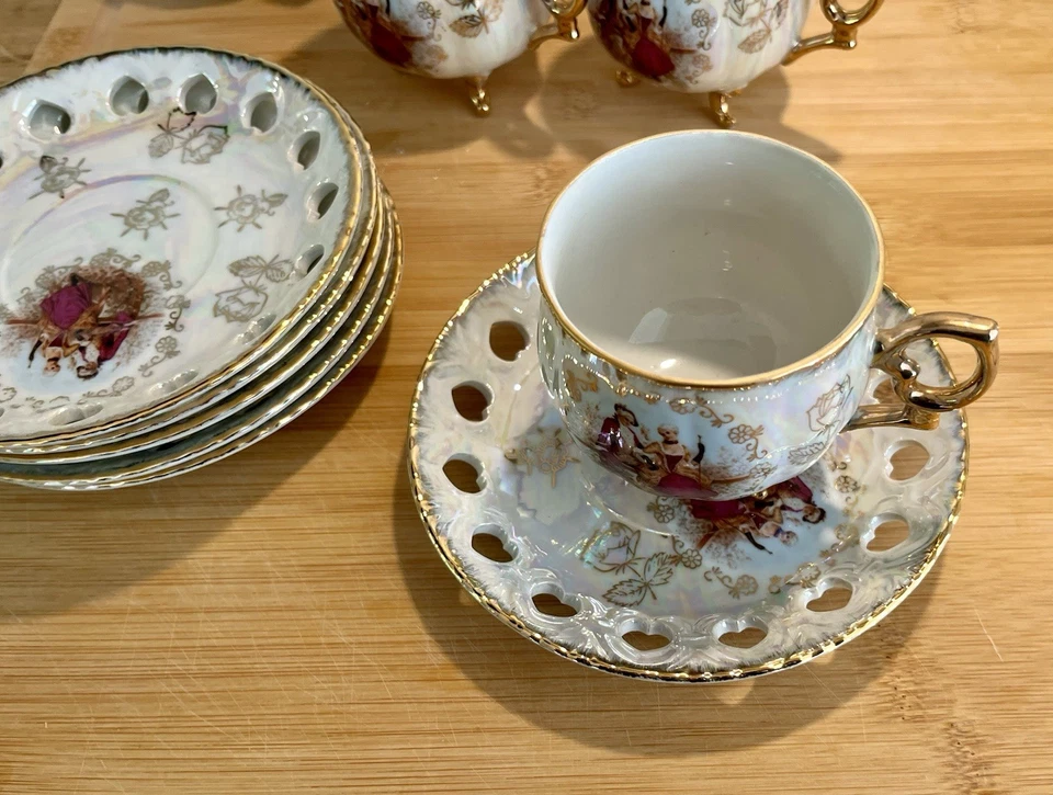 WKM 1888 Ellis LD Perlmutt Porzellan Service 6 Tasse mit 6 Unterteller - Bild 3 von 4