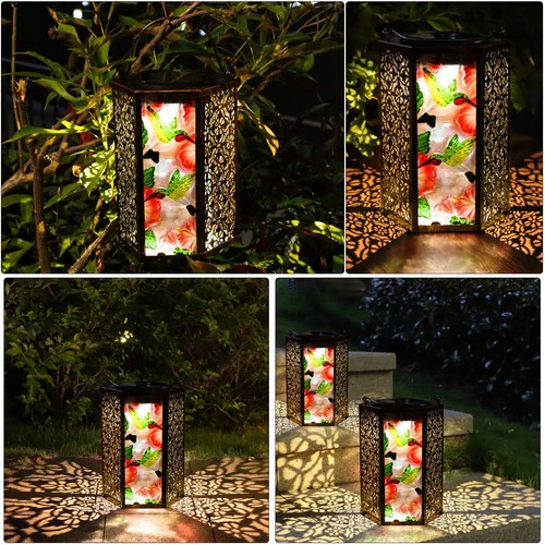 Hanging Solar Lanterns Light Outdoor, Waterproof LED Solar Hummingbird Lights... - Picture 7 of 9