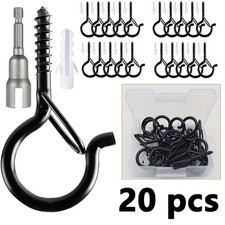 20 Pack Screw Hooks for Hanging Plants / String Lights, Heavy Duty 2.2 Inch Blac