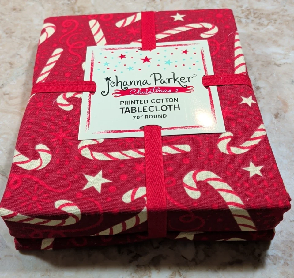 ¡Nuevo! Johanna Parker - Mantel de Navidad con bastón de caramelo rojo - 70 pulgadas redondo Foto 4 de 4