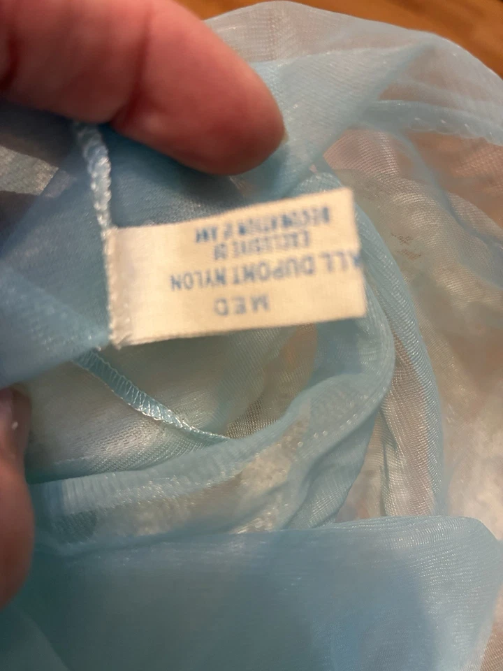 Vintage Lace Tulle Long Night Gown Blue Sz M U S A - Image 3 of 4