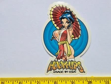VTG 90's HOOK UPS JAPANESE GEISHA SAMURAI BOOBS GIRL NOS SKATEBOARD DECK STICKER