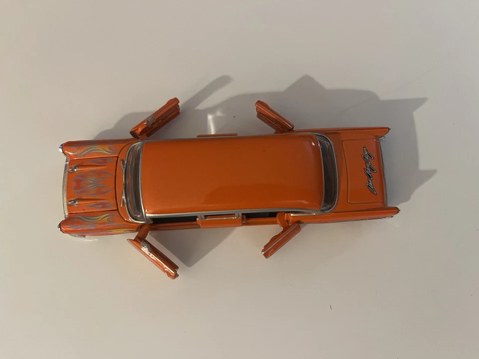 Very Nice *Castline M2 Auto Stretch Rods 1959 Cadillac 1:64 -orange with Flames - Image 3 of 4