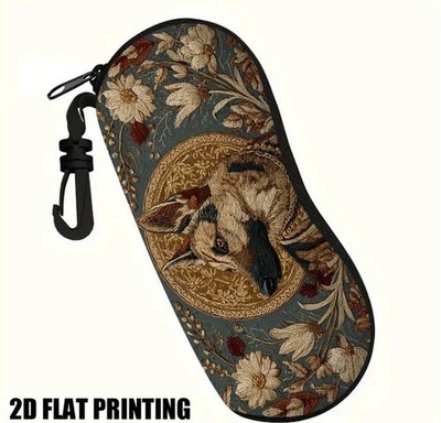 Pair Eyewear topper case German Shepherd Guard Dog Flowers neoprene zipper hook