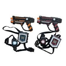 LOT 2 Squad Hero Rechargeable Laser Tag Vest Chest Sensors & Guns No Charger