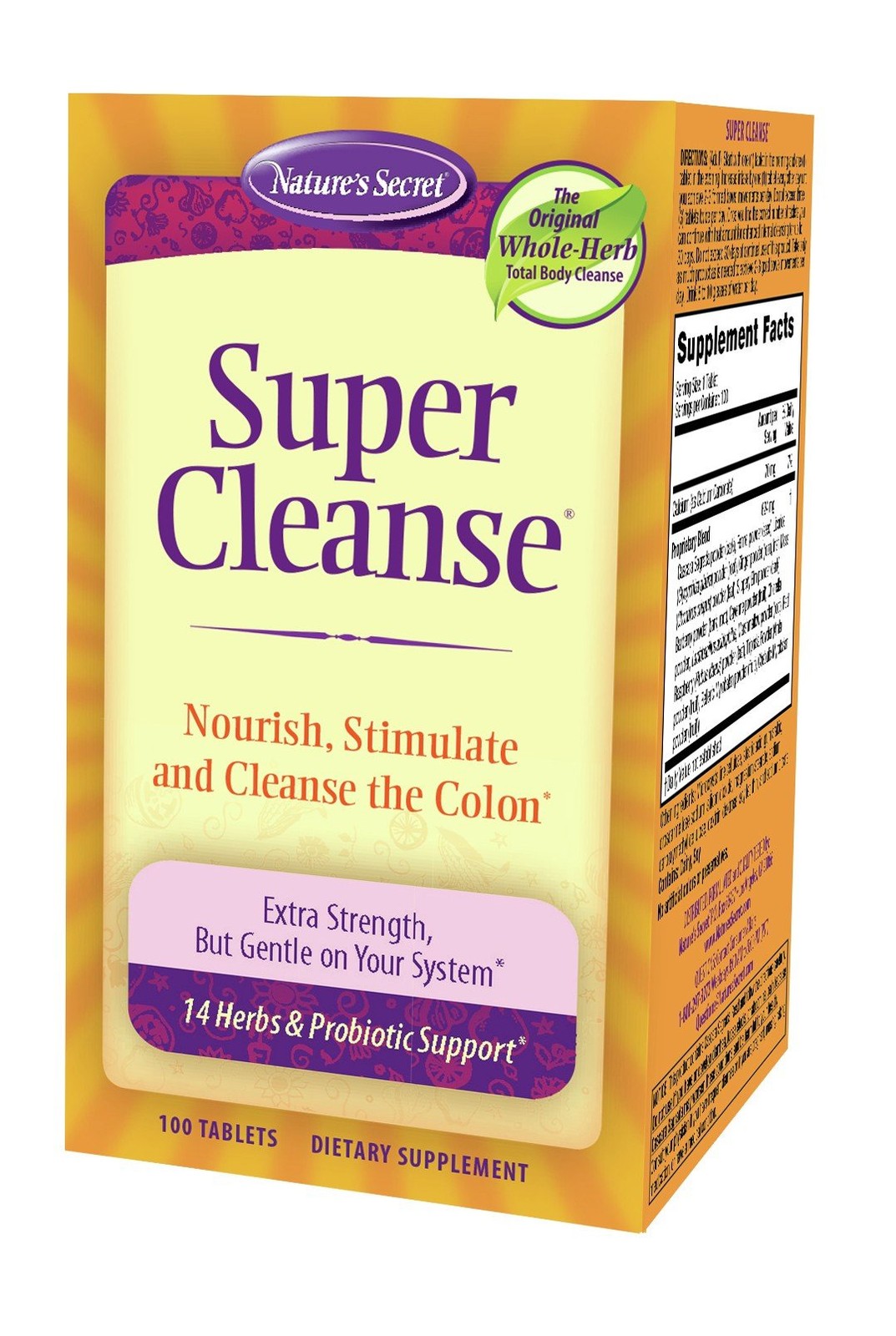 Natures Secret Super Cleanse - 100 таблеток для очищения толстой кишки