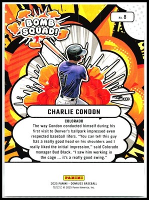 2025 Donruss Bomb Squad #8 Charlie Condon Rockies | eBay