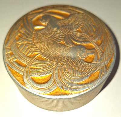 1922 LALIQUE ROGER & GALLET FLEURS d'AMOUR BIRDS ALUMINUM FACE POWDER TIN RENE