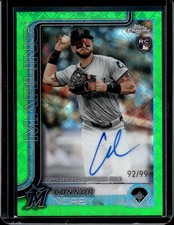 2025 Topps Chrome Logofractor Connor Norby Rookie Green Auto /99 Marlins RA-CN