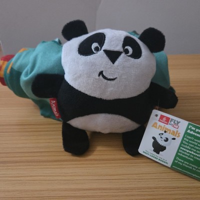 Emirates Fly With Me Tiere Panda mit grünem Muster Decke Kinder Kids 