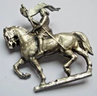 Antique Gorgeous Joan of Arc Silver Brooch on Horseback Banner Jewelry 2519