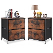 2Pcs Nightstand End Table Side Table with 2 Fabric Drawers Bedside Table Bedroom