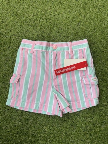 UNIONBAY Shorts Baby Girl Size 12M Pink & Blue Striped 90s Style Vintage - Picture 1 of 3