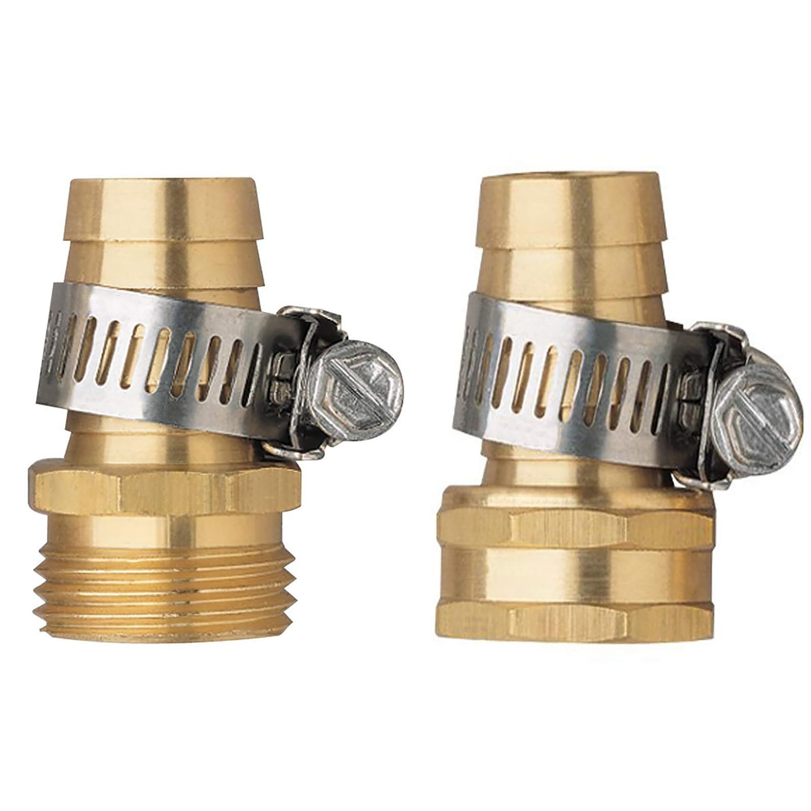 2 PCS 3/4 Inch Brass Thread Garden Hose Mender End Repair Kit Male/Female Fit