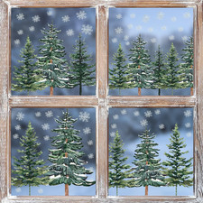 130 PCS Christmas Window Cling Sticker, Trees Snow for Home Party Supplies Shop