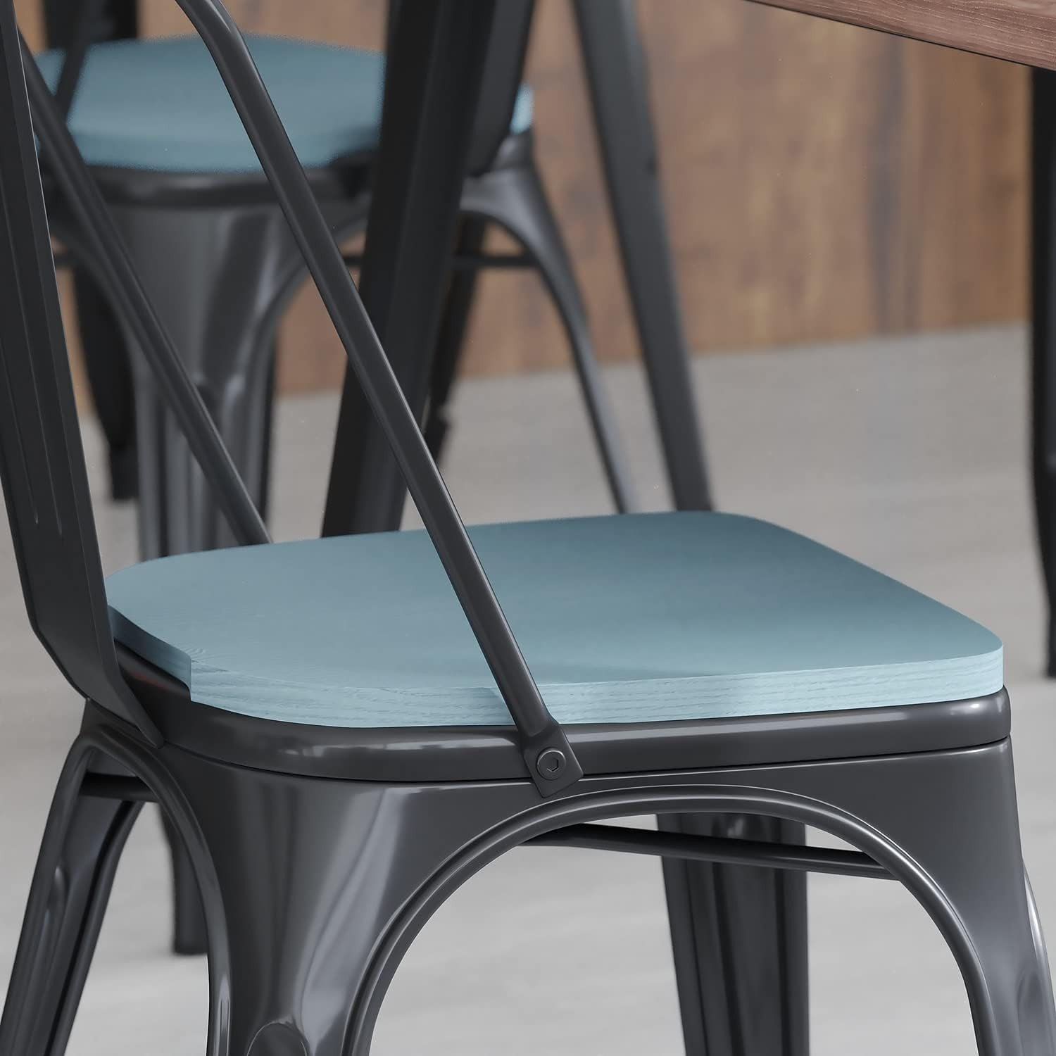 Teal Blue Poly Resin Seat Set of 4 for Colorful Chairs - Indoor/Outdoor Use