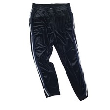 HUSH Velvet Joggers Trousers Size M Black Side Stripes Velour Casual Pants
