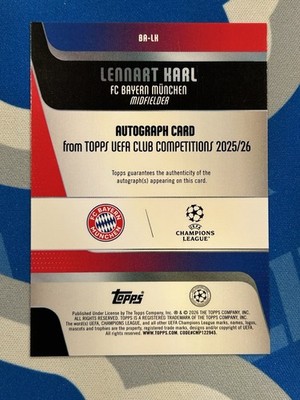 Lennart Karl 2025-26 Topps Flagship UEFA UCC Auto Green /99 | eBay
