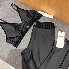 ALO Women's Black Activewear Set Sports Bra  Leggings Yoga Athleisure