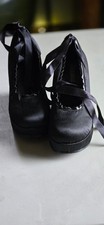 Vintage Size 6.5 (please read description) Demonia Black Satin Platform Wedge