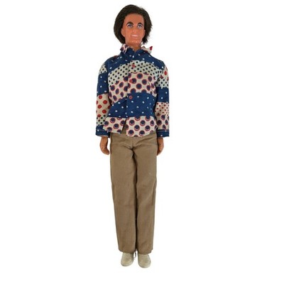 Vintage 1968 Mattel Ken Doll Mod Era Rooted Hair Polka Dot Shirt Tan Pants