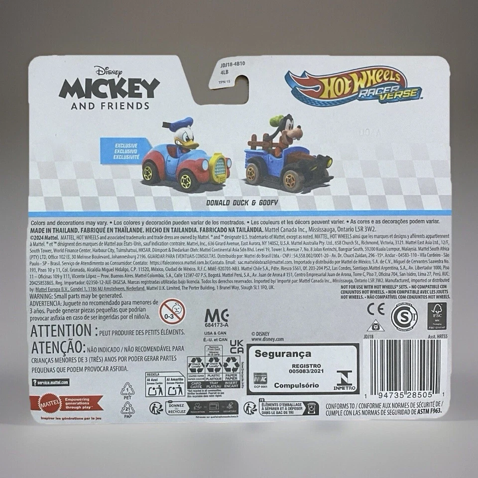 Hot Wheels RacerVerse DONALD DUCK & GOOFY Disney Mickey & Friends 2 Pack 2025 - Image 2 of 2