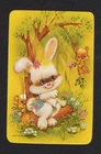 Vintage Swap Card - Cute Bunny & Baby Monkeys (BLANK BACK) (MINT)