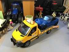 Bruder 1:16 Scale Mercedes Sprinter Recovery Truck and Roadster Car.