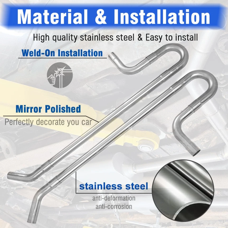 For Ford F-100 8PCS 2.5" Exhaust Pipe Mandrel Straight Bend Kits Stainless Steel - Image 2 of 4