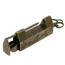 Quluxe Antique Chinese Lock and Key, Flower Bird Carved