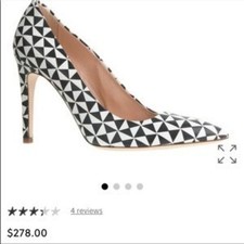 J.CREW Falsetto Printed Geometric Black  White Heels Pumps Size 8 1/2 EUC