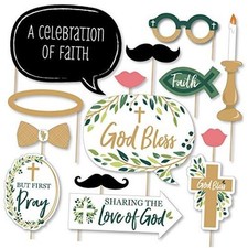 Elegant Cross - Religious Party Photo Booth Prop Kit, DIY Props - 20pc