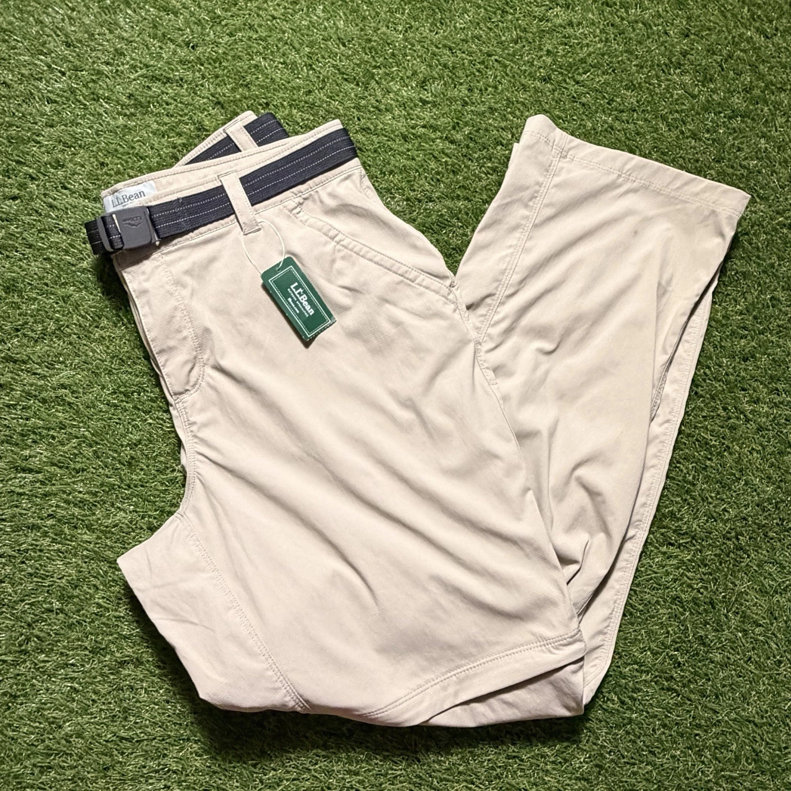 LL Bean Tropicwear Zip Off Hiking Pants Convertible Khaki Belt Outdoor