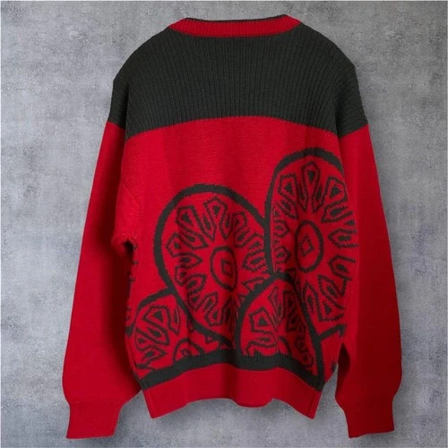 vestopia Wool Cashmere Blend Jacquard Knit Sweater L Red Charcoal image 3