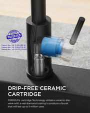 Black Kitchen Faucet with Pull down Sprayer, Stainless Steel Commercial Singl...