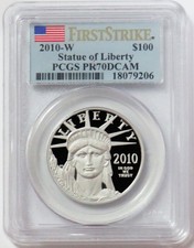 2010 W PLATINUM EAGLE 9871 MINTED $100 LIBERTY 1oz PCGS PR 70 DCAM FIRST STRIKE 3725.00 per troy oz