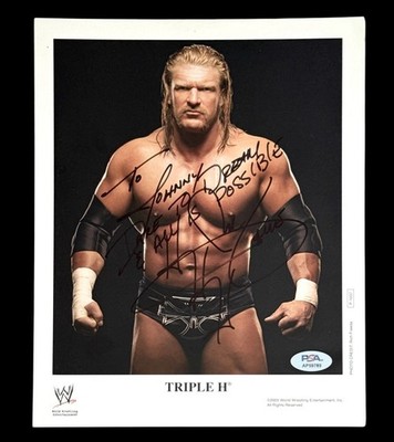 WWE TRIPLE H P-1037 SIGNED 8X10 ORIGINAL PROMO PHOTO INSCRIBED