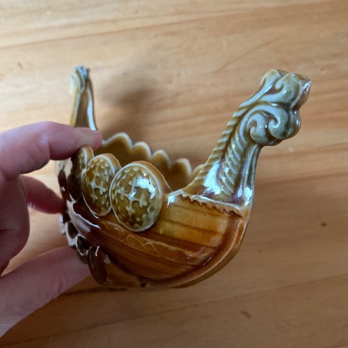 Vintage Wade Porcelain Viking Ship Longboat Decorative Trinket Dish Dragon Head - Picture 8 of 10