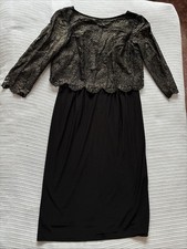 Pretty Black & Gold Size 12 Dress Evening Cocktail Party Cruise BNWT