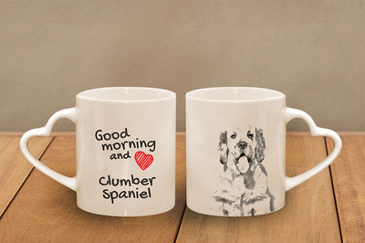 Clumber Spaniel - ceramic cup, mug ''Good morning and love, heart'', CA
