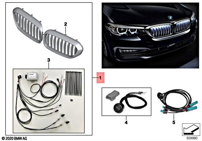 Genuine BMW G30 G31 G38 518d Radiator grille Iconic Glow Chrome 
