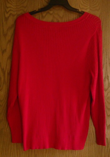 Women's 1X 100% cotton cable knit sweater - Red - Picture 2 of 2