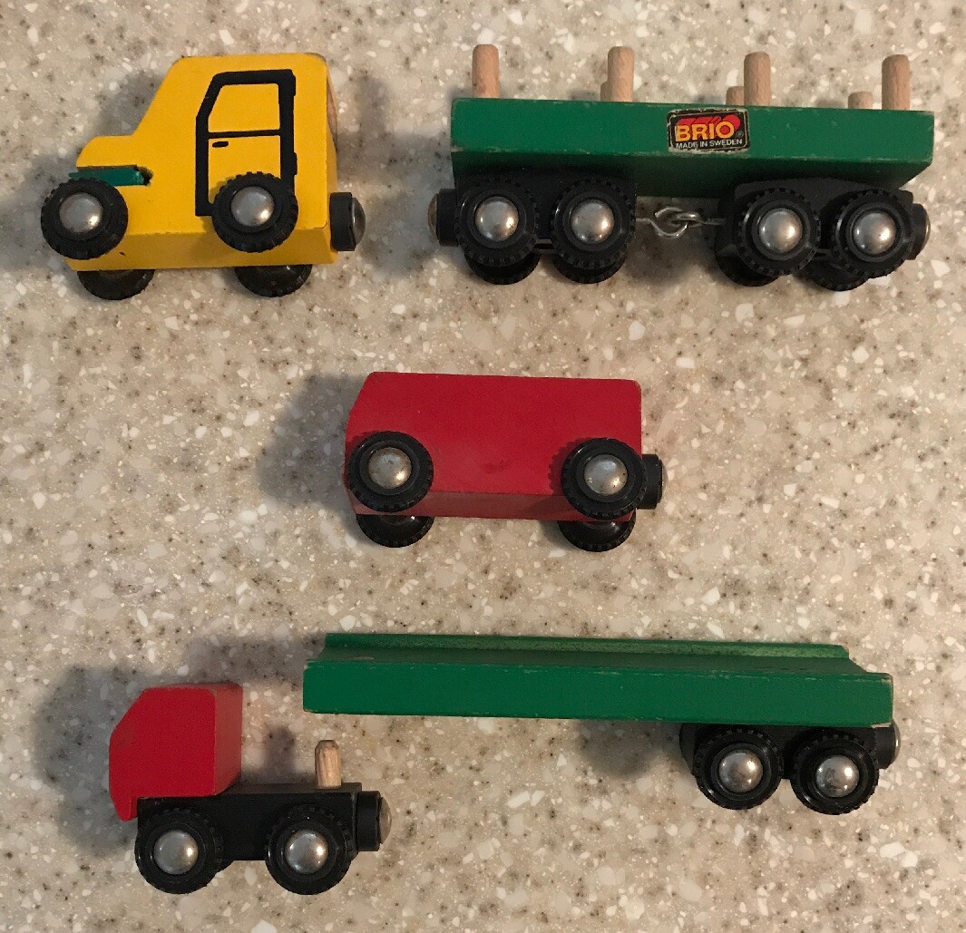 BRIO Wooden lot Sweden Thomas Train Wood Log Car Stakeside Carrier