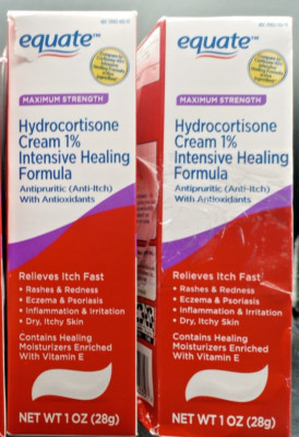 Hydrocortisone Cream 1% Intensive -  Equate Max Strength 1 Oz Ea.-EXP 6/26 X2