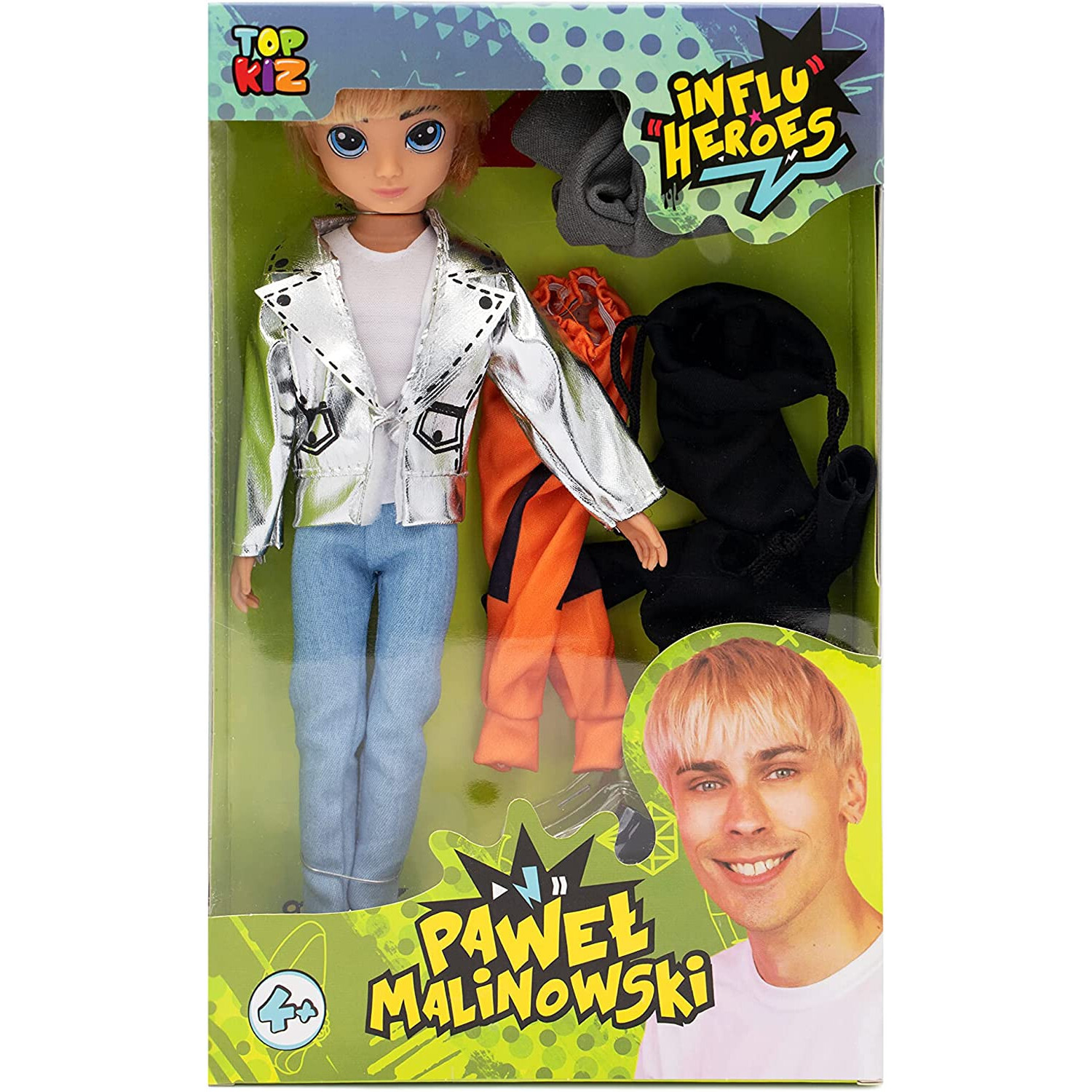 Poupée et Kit Influ Heroes Pawel Malinowski avec accessoires de jeu et vêtement streetwear